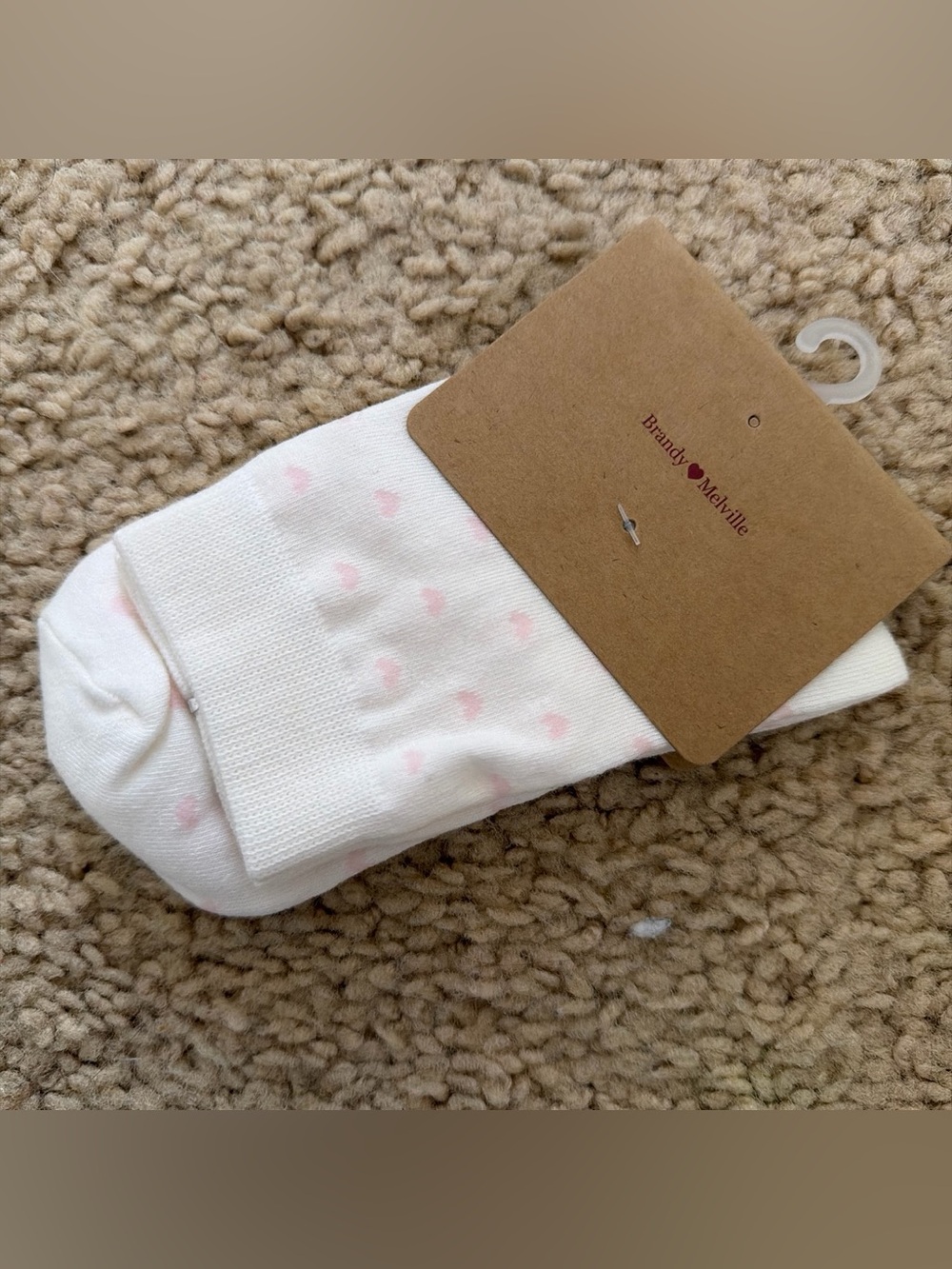 Brandy melville pink hearts socks